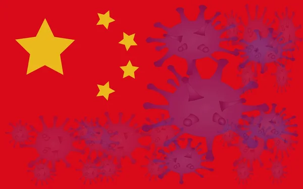 Коронавірус Китаї Вірус Смертельного Грипу Всесвітнє Поширення Карта Китаю Прапором — стоковий вектор