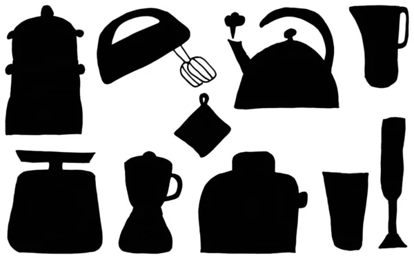 Set Food Kitchen Icons Contour Collection Culinary Icons Advertising Internet — Stock vektor