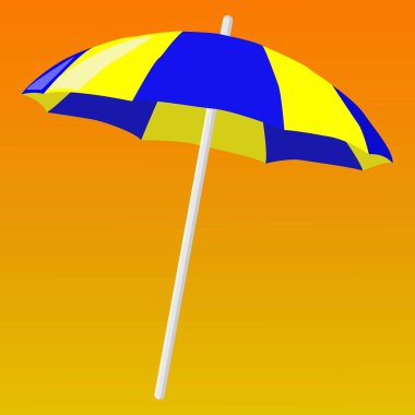 Plaj şemsiyesi mavi ve sarı renkli vektör çizimi