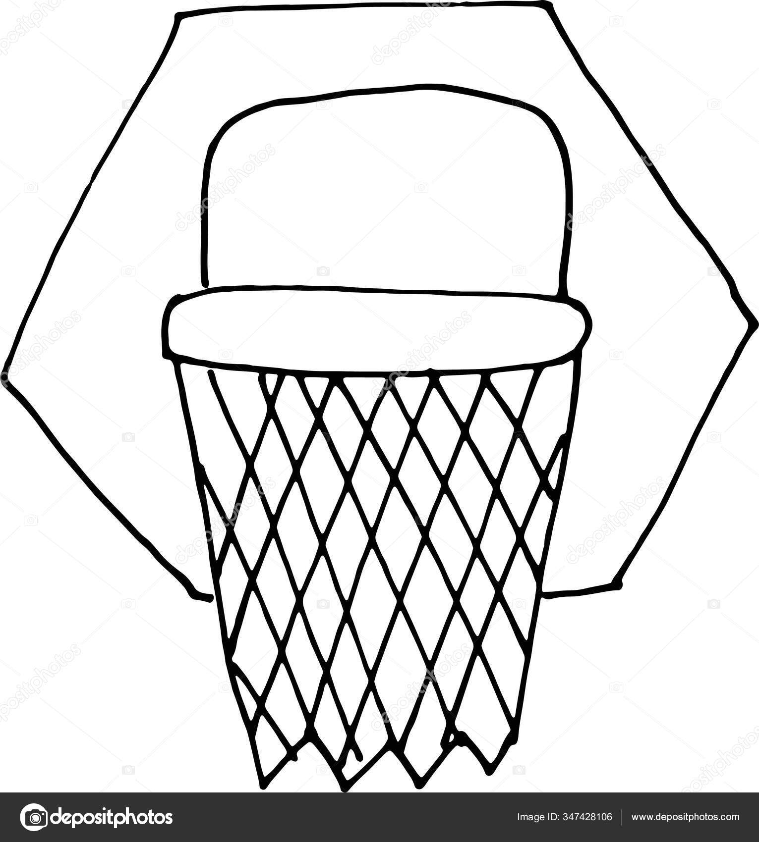 Anillo Baloncesto Con Cuadrícula Para Colorear Vector Ilustración