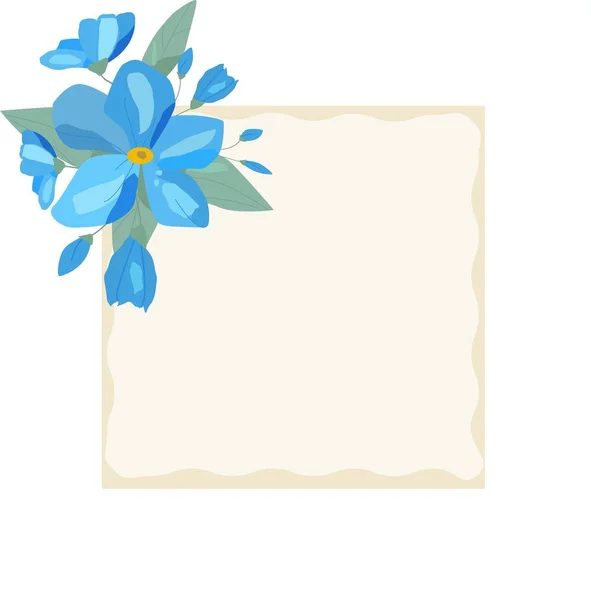 Ramka Kartkę Okolicznościową Niezapomnianymi Kwiatami Zaproszenie Baner — Wektor stockowy