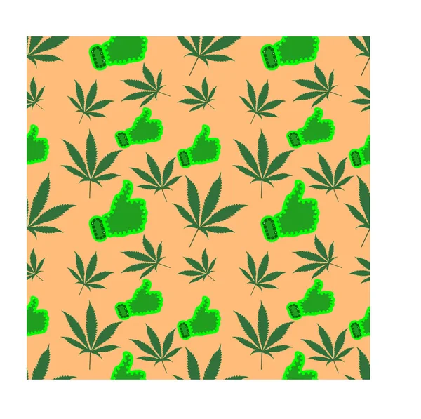 Patrón Sin Costuras Con Hojas Cannabis Sativa Para Textiles —  Fotos de Stock