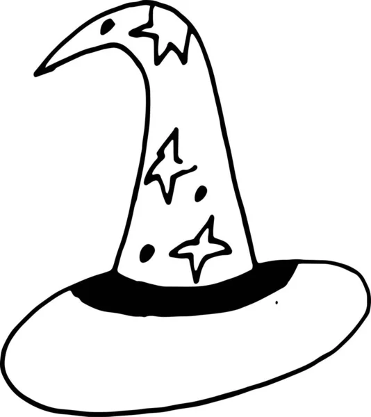 Wizard Hat Stars Coloring Vector Illustration — Stock vektor