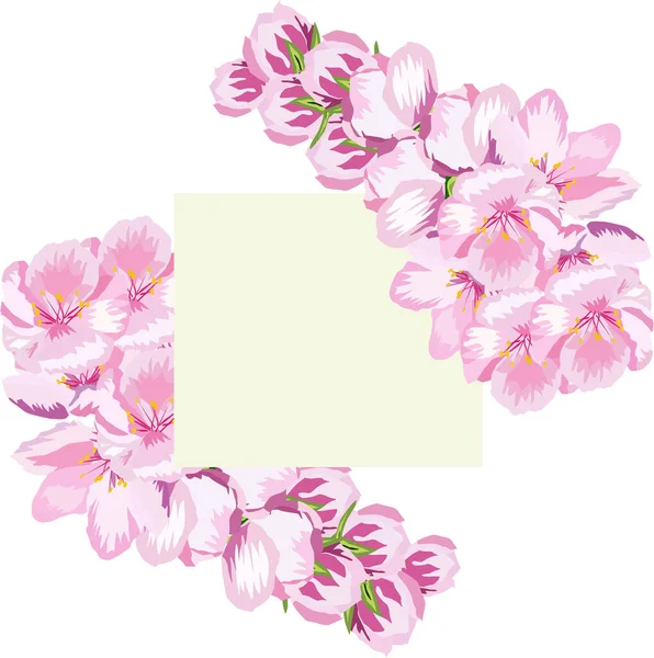 Ευχετήρια Κάρτα Κλαδιά Από Άνθη Κερασιάς — Διανυσματικό Αρχείο