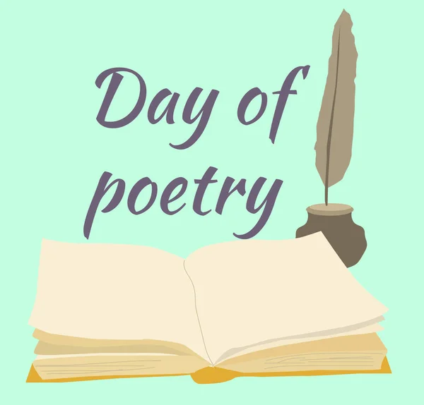 Tag Des Offenen Buches Der Dichtervektorzeichnung — Stockvektor