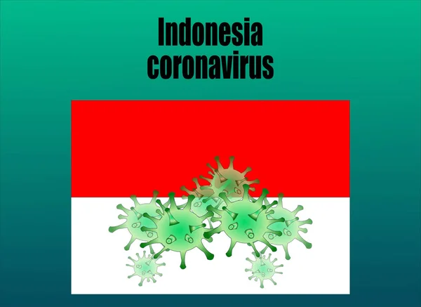 Bandera Indonesia Con Moléculas Del Vector Coronavirus Ilustración — Archivo Imágenes Vectoriales