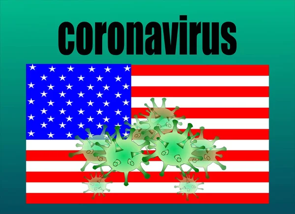 Σημαία Usa Μόρια Του Φορέα Coronavirus — Διανυσματικό Αρχείο