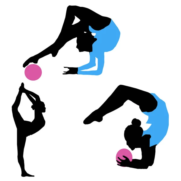 Gymnastes Avec Une Balle Maillot Bain Dessin Vectoriel — Image vectorielle