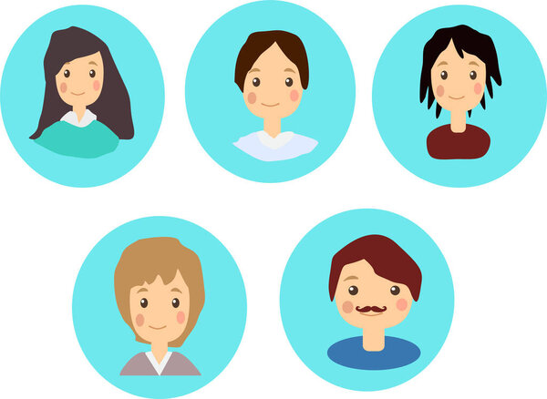 icons of people colored with a face vector illustration