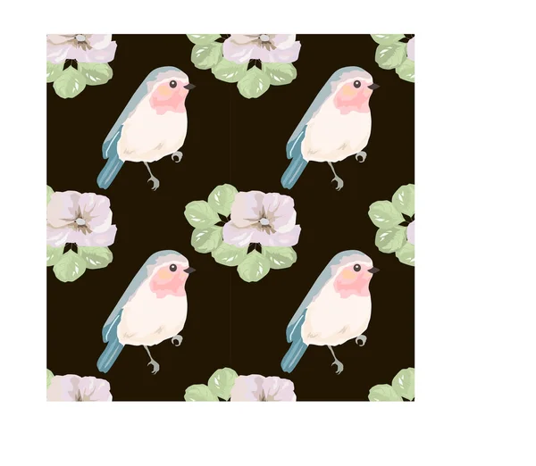 Patrón Sin Costura Con Aves Flores Textiles Embalaje —  Fotos de Stock