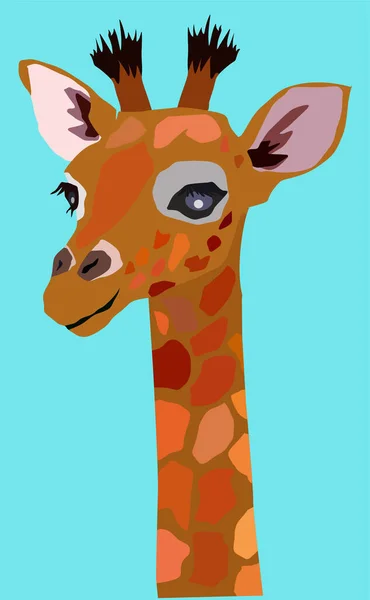 Vector Illustration Portrait Giraffe Color — Stock Vector