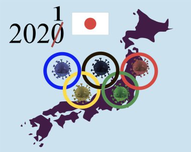 Japonya haritasındaki Olimpiyat halkaları oyunları 2021 'e erteliyor