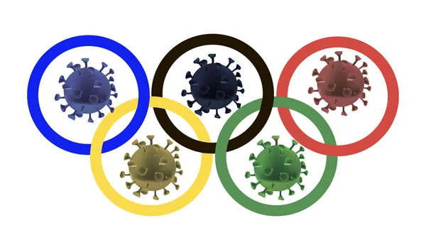 Anelli Olimpici Con Molecole Del Disegno Vettoriale Del Virus — Vettoriale Stock