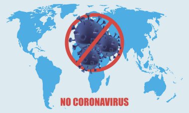 Dünya haritası dur işareti yazıyla Coronavirus
