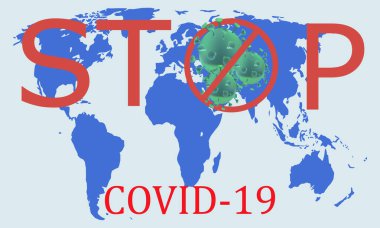Dünyanın haritası Coronavirus vektör illüstrasyonunu durdur
