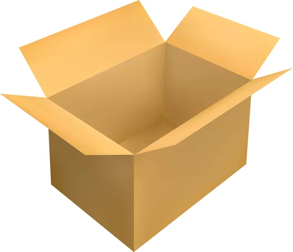 Empty Cardboard Box Vector Drawing Realistic — Stock Vector