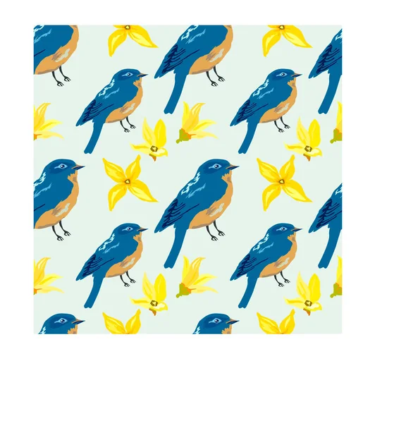 Patrón Sin Costura Para Textiles Embalaje Aves Flores — Foto de Stock