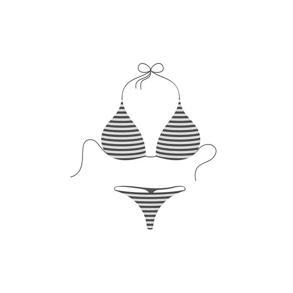 Gestreifter Bikini-Anzug im schwarz-weißen Design — Stockvektor