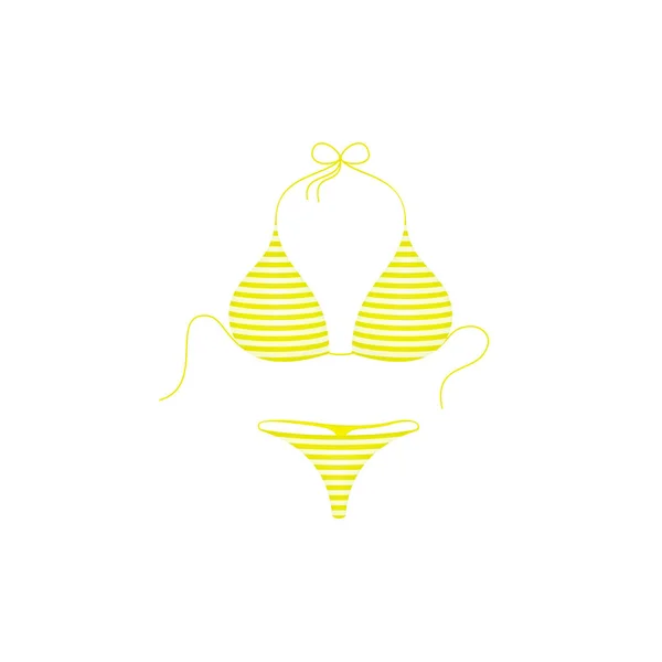 Gestreifter Bikini-Anzug in gelb-weißem Design — Stockvektor
