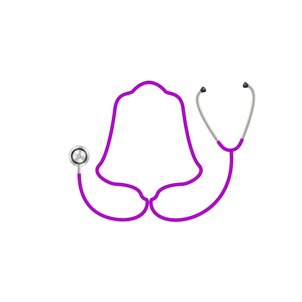 Stethoscope in shape of bell in purple design — Stock Vector