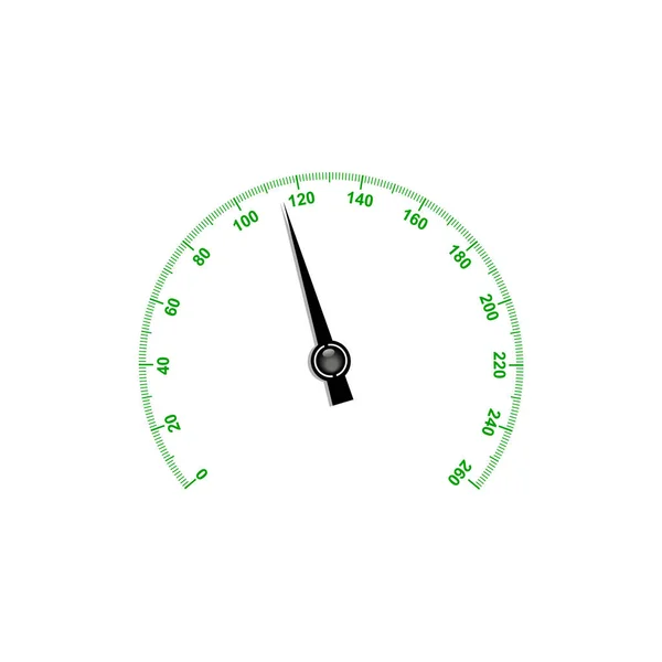 Velocímetro de aguja con números verdes — Archivo Imágenes Vectoriales
