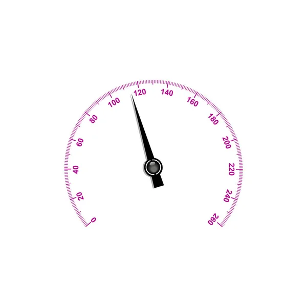 Needle speedometer with purple numbers — Stock Vector