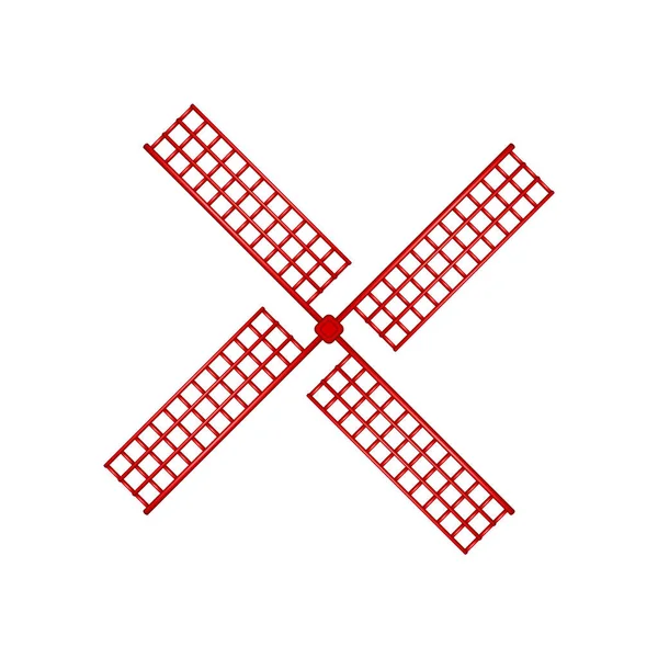 Holzwindmühle in rotem Design — Stockvektor