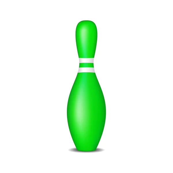 在白色的条纹的绿色设计保龄球引脚 — 图库矢量图片