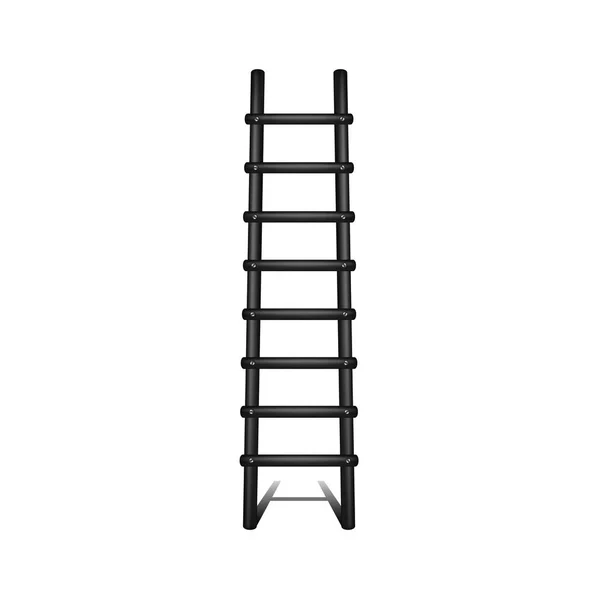 Wooden ladder in black design with shadow leading up — Stock Vector