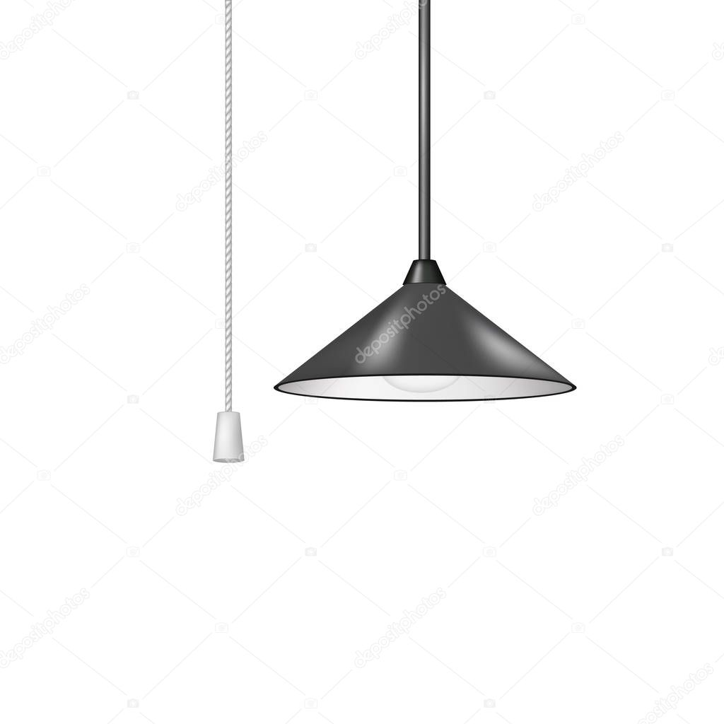 Retro hanging lamp in black design with white cord switch 