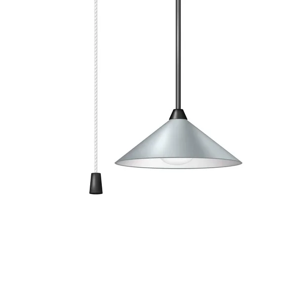 Lámpara colgante retro de diseño azul claro con interruptor de cable blanco y negro — Vector de stock