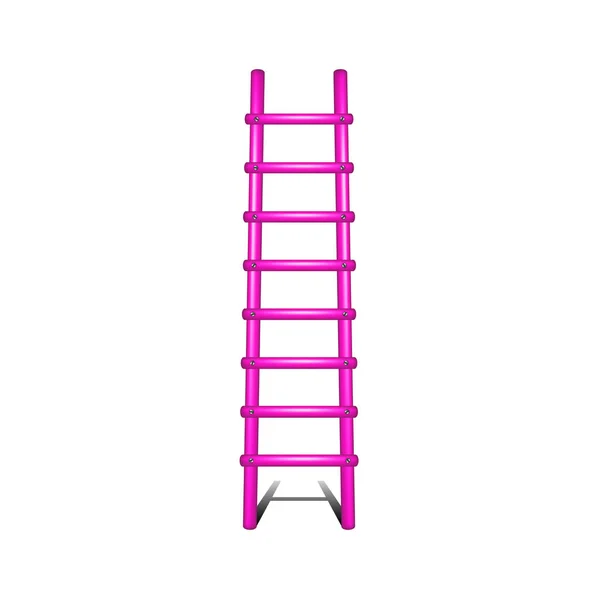 Wooden ladder in pink design with shadow leading up — Stock Vector