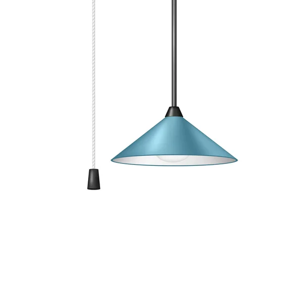 Lámpara colgante retro de diseño azul con interruptor de cable blanco y negro — Vector de stock
