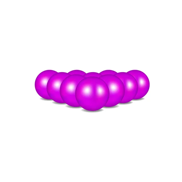 Balls in purple design standing in formation — Stock Vector