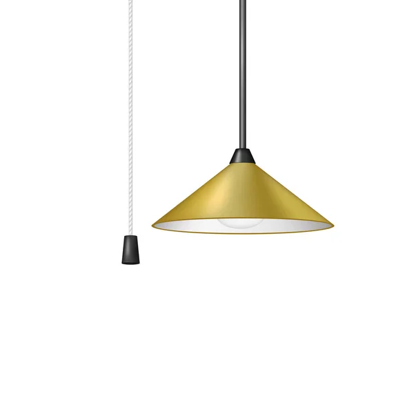 Lámpara colgante retro de diseño marrón con interruptor de cable blanco y negro — Archivo Imágenes Vectoriales