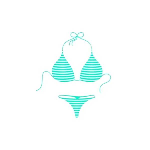 Striped bikini suit in turquoise and white design — Stock Vector