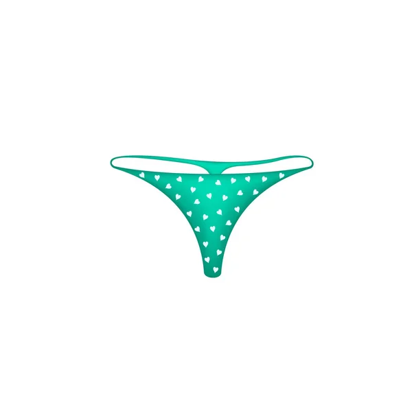 Women panties in turquoise design with hearts symbols — Stock Vector