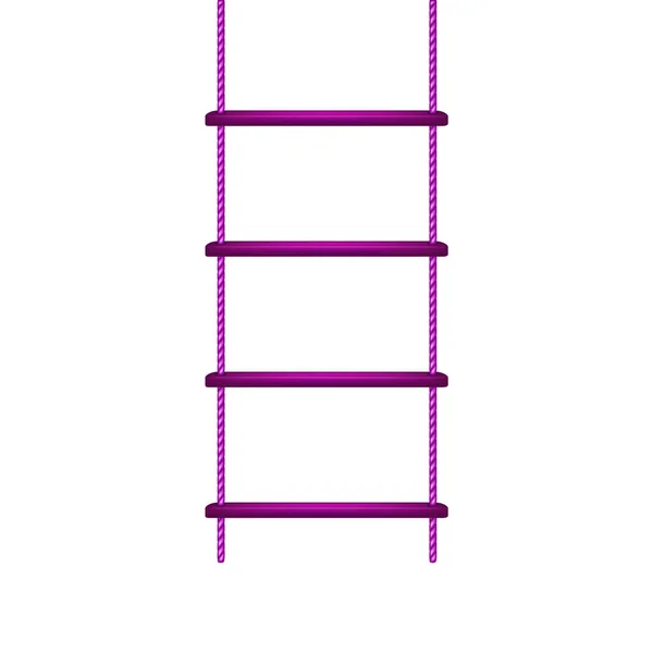 紫色のデザインで木製のロープのはしご — ストックベクタ