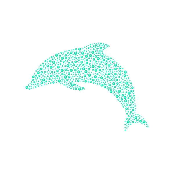 Dolphin made of turquoise balls — Stock Vector