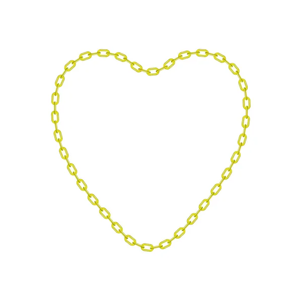 Chaîne jaune en forme de coeur — Image vectorielle