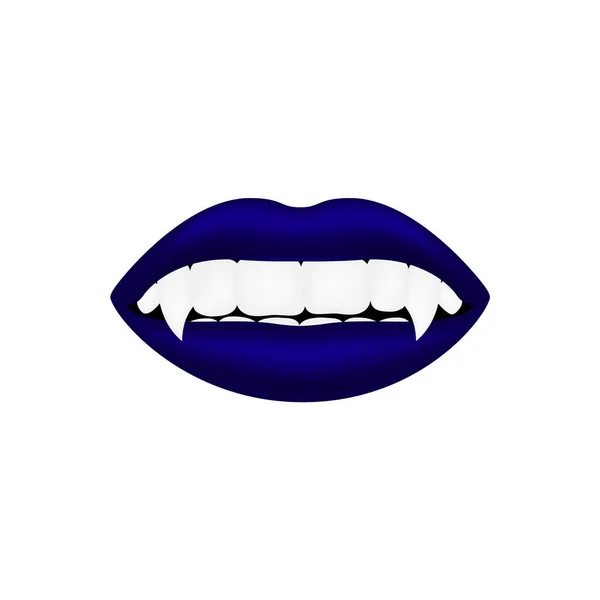 Vampier mond in donker blauw ontwerp — Stockvector