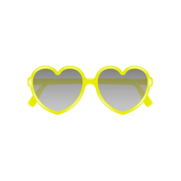 Occhiali da sole a forma di cuore in design giallo — Vettoriale Stock