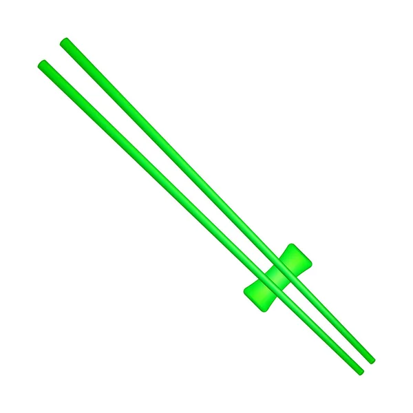 Wooden chopsticks in green design — Stock Vector