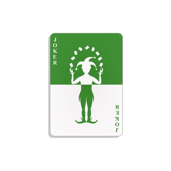 Παιγνιόχαρτο Τζόκερ Πράσινο Και Λευκό Σχέδιο Σκιά Λευκό Φόντο Royalty Free Διανύσματα Αρχείου