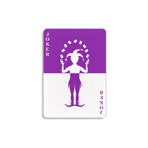 玩牌与小丑在紫色和白色的背景下的阴影设计 — 图库矢量图片