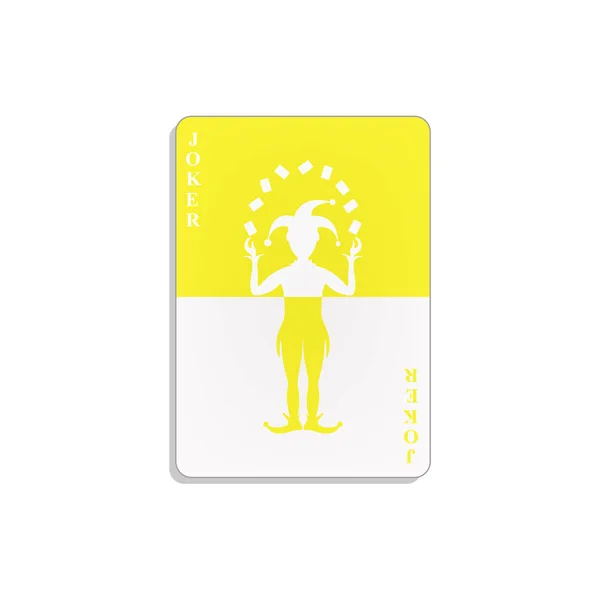 Playing Card Joker Yellow White Design Shadow White Background — Stock Vector