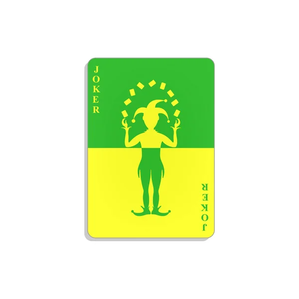 Playing Card Joker Green Yellow Design Shadow White Background Royalty Free Stock Illustrations