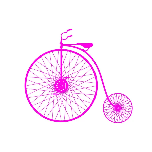 Rosa Silhouette Des Vintage Fahrrads Auf Weißem Hintergrund — Stockvektor