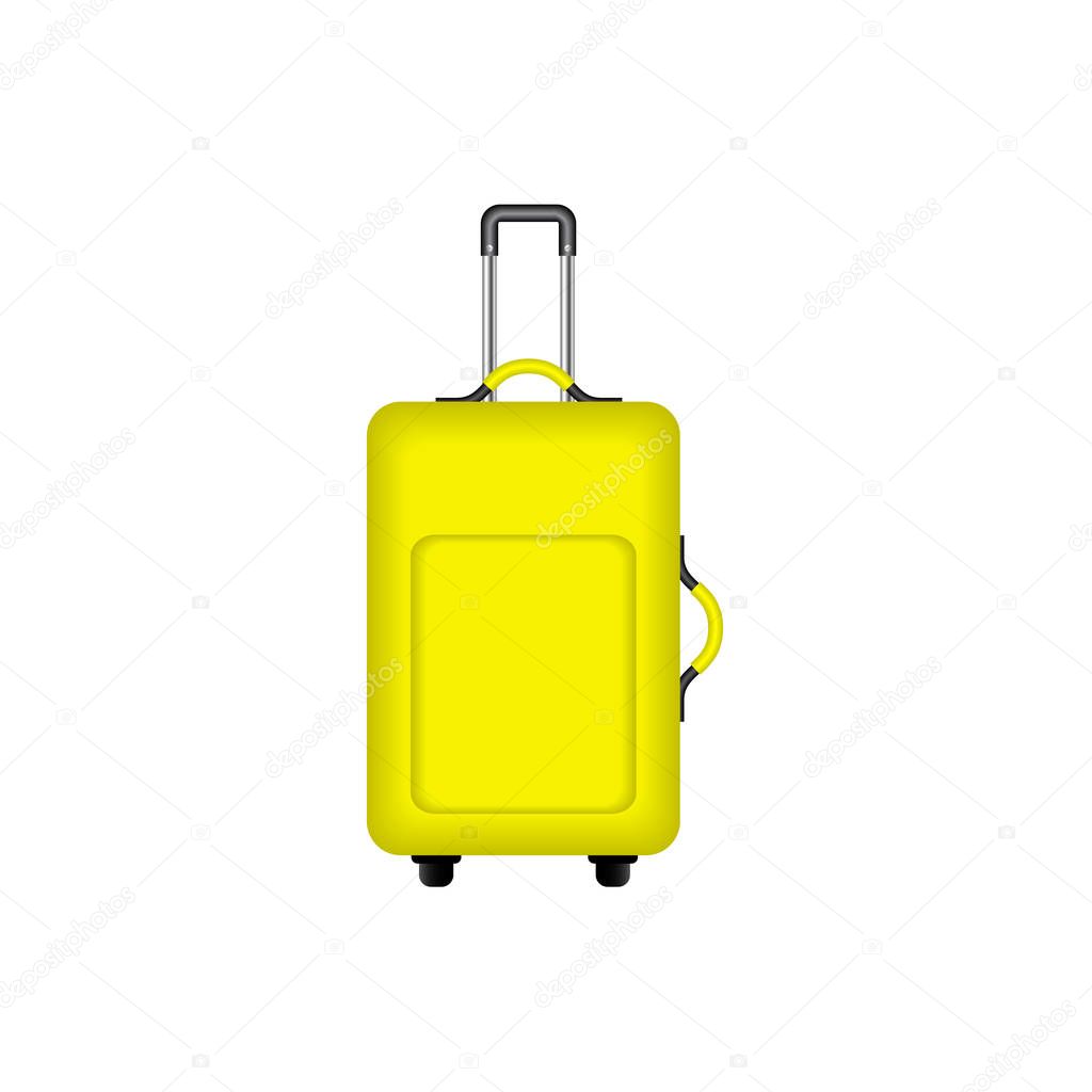 Travel suitcase in yellow design on white background