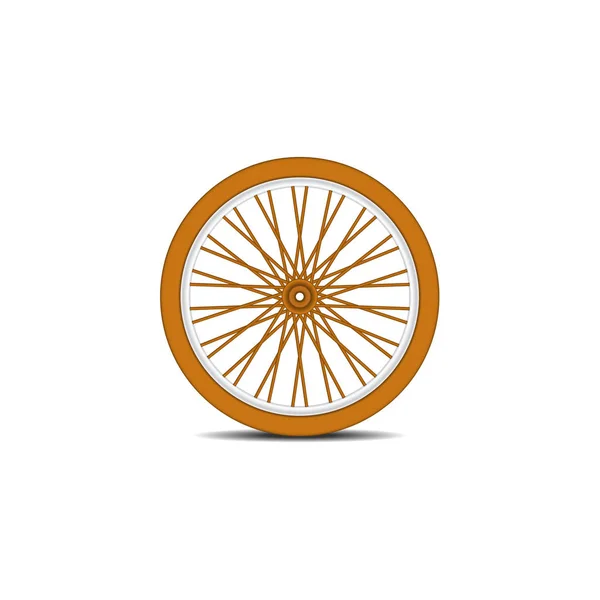 Rueda Bicicleta Madera Con Sombra Sobre Fondo Blanco — Vector de stock